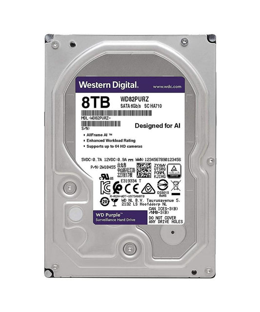 WD84PURZ Western Digital Purple 8TB 5640RPM SATA 6Gbps 128MB Cache 3.5-inch Hard Drive